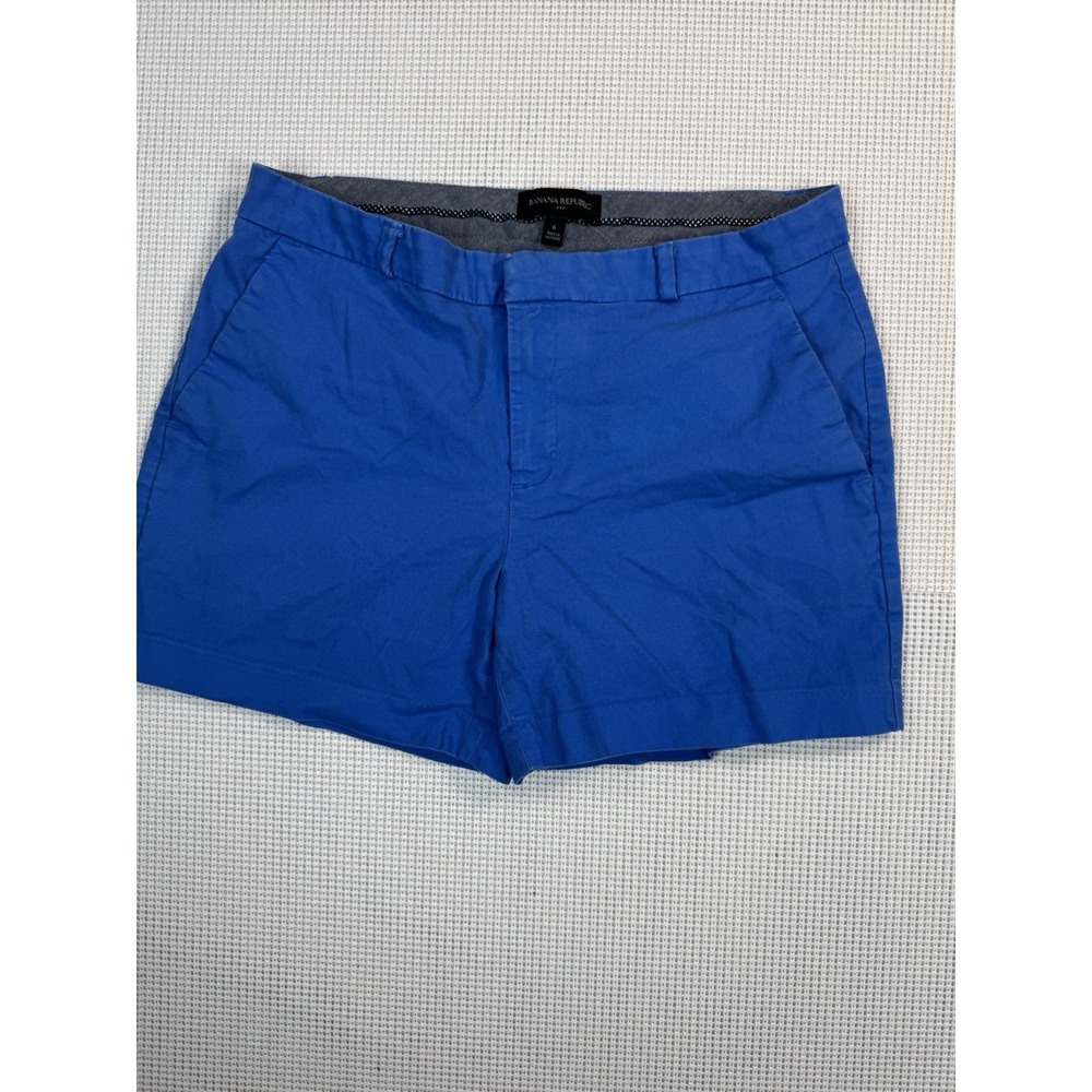 Banana Republic Blue Chino Shorts Women Size 6 Casual Stretch Cotton Pockets
